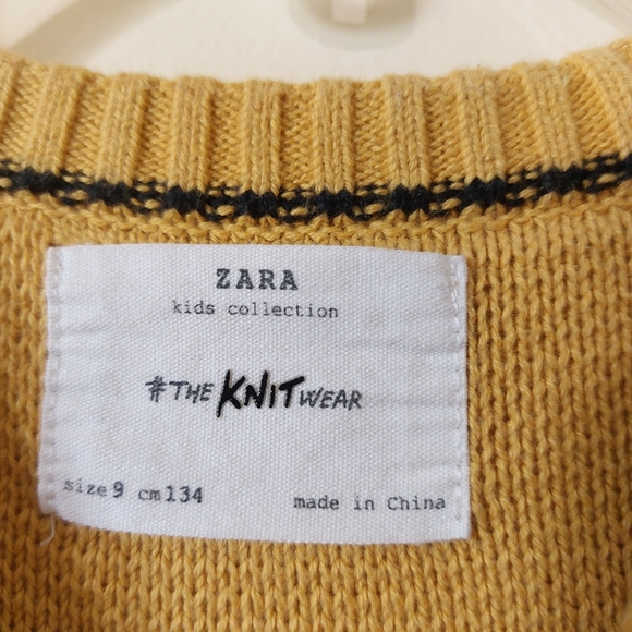 Zara Kids Collection The Knit Wear No Introduction Mustard Yellow Sweater Size 9 - Picture 5 of 9